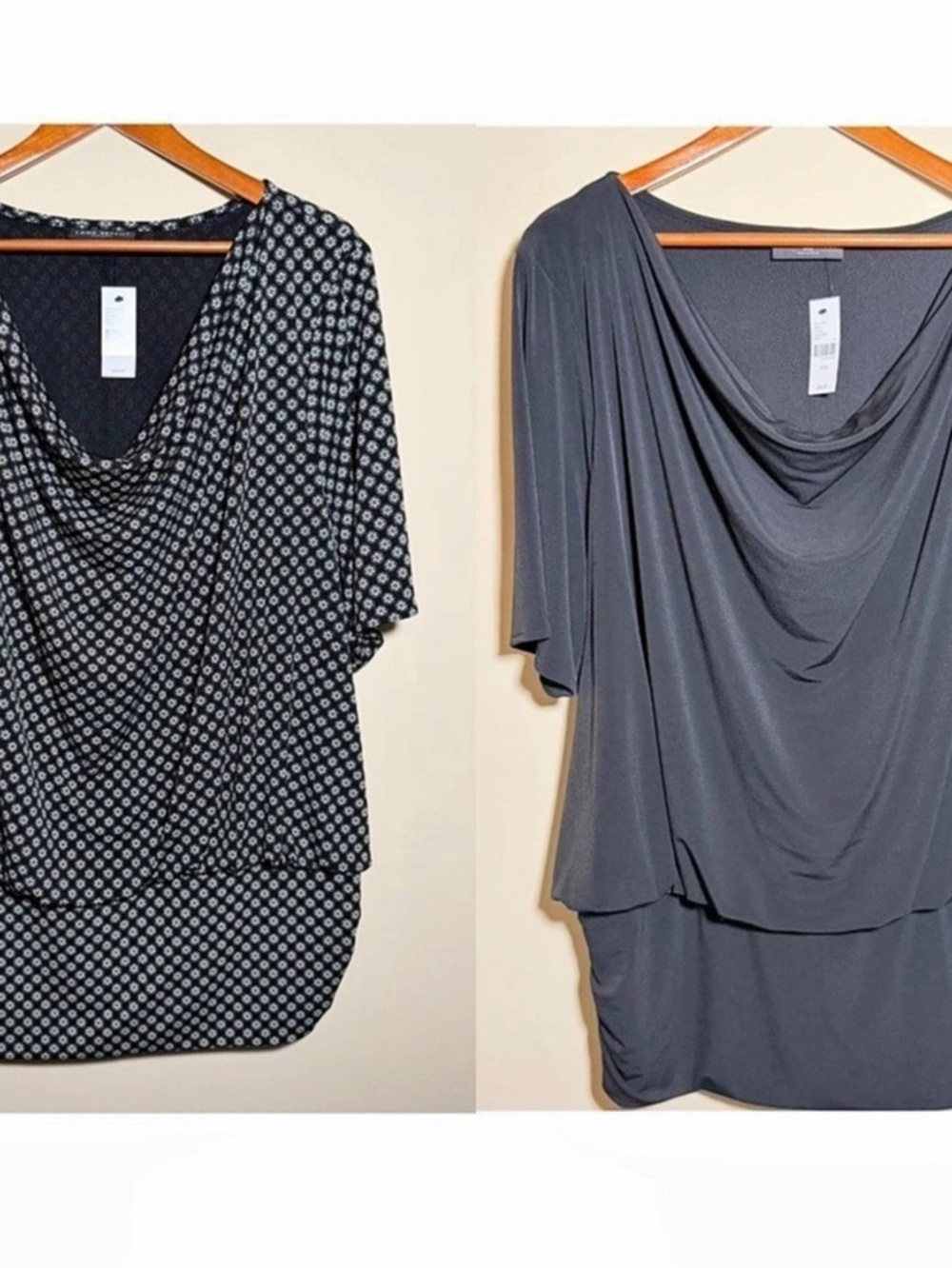TWO Lane Bryant Drape Neck Cowl Blouson Banded Bottom Flowy Blouse Size 22/24